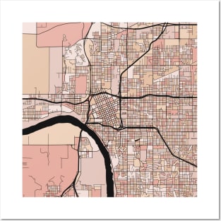 Tulsa Map Pattern in Soft Pink Pastels Posters and Art